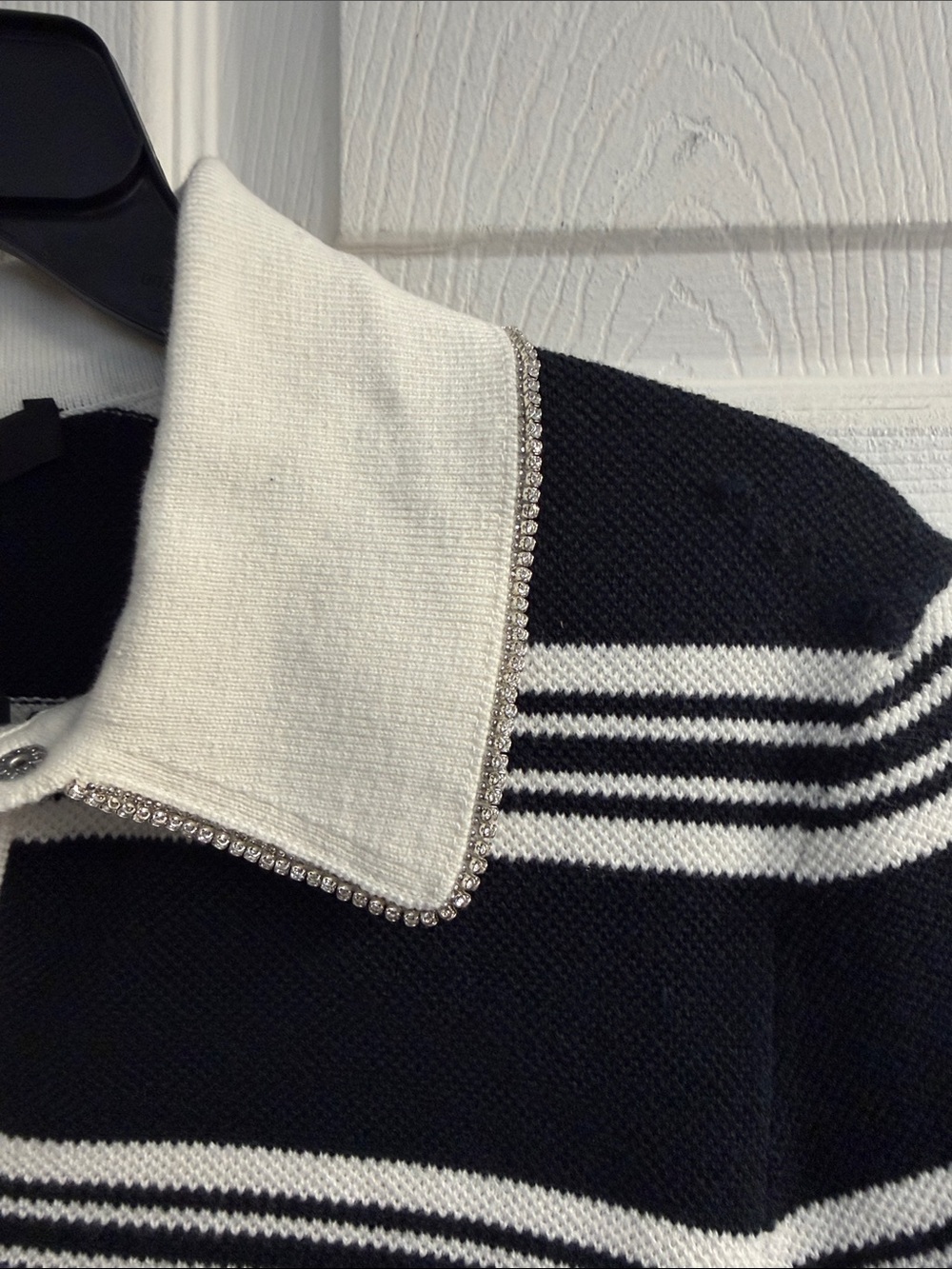 Map Striped Rhinestone Collar Polo - Picture 6 of 7